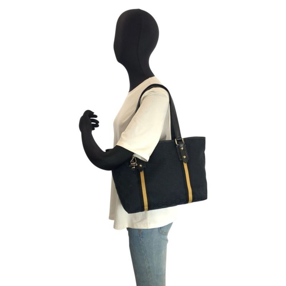 Gucci GG Canvas Tote Shoulder Bag Black - Picture 6 of 10